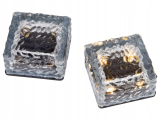 Zestaw 2 solarnych kamieni szklanych LED
