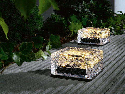 Zestaw 2 solarnych kamieni szklanych LED Zestaw 2 solarnych kamieni szklanych LED