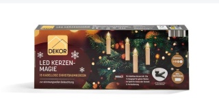 Bezprzewodowe świece beżowe LED CHRISTmaxx 15 szt. - pilot, timer, dwa tryby świecenia, mocowanie na klips i przyssawkę