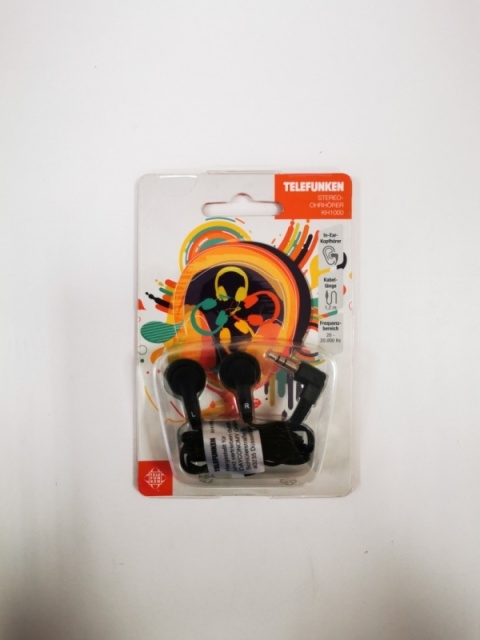 Telefunken KH1000 - lekkie słuchawki douszne z kablem 1,2 m, czarne