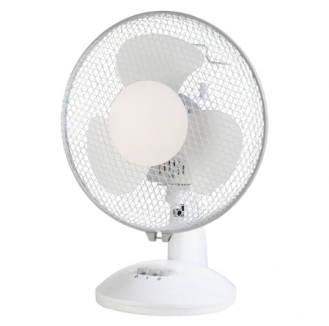 Wentylator biurkowy biały - kompaktowy, cichy, 2 prędkości, regulowany kąt nawiewu