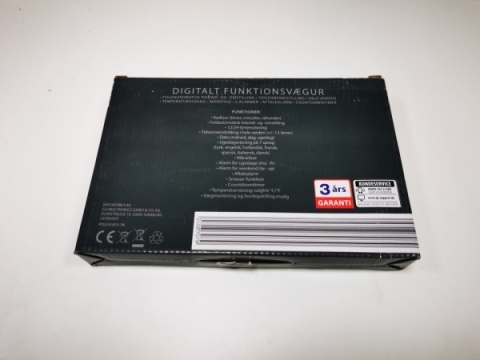 Cyfrowy zegar radiowy czarny prostokątny - automatyczna zmiana czasu, alarmy, temperatura, 7 języków