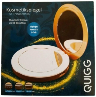 Eleganckie kompaktowe lusterko kosmetyczne z wbudowanym powerbankiem