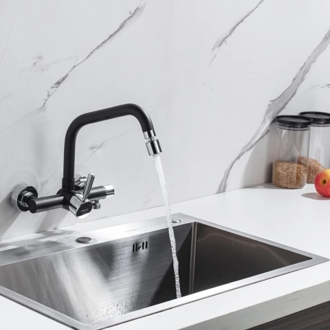 ONECE czarna bateria kuchenna naścienna 3/4 cala obrót 36