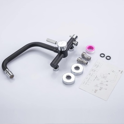 ONECE czarna bateria kuchenna naścienna 3/4 cala obrót 36