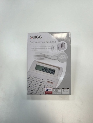 Quigg D2-3 - Duży kalkulator biały z podwójnym zasilaniem i wyświetlaczem LCD