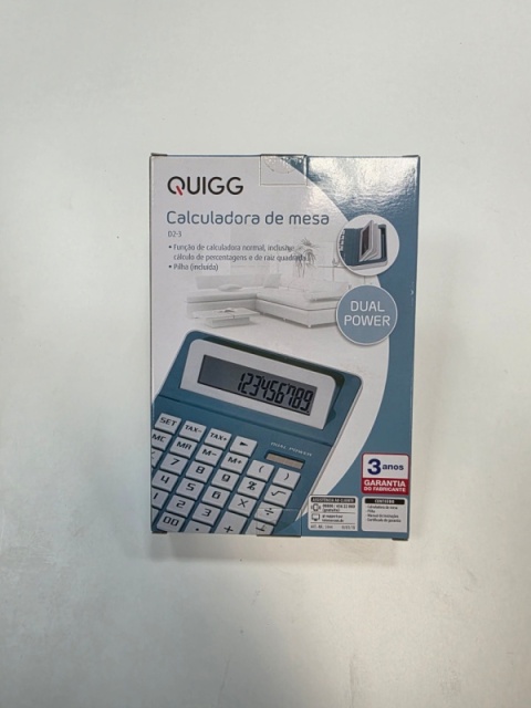 Quigg D2-3 - Duży kalkulator niebieski z podwójnym zasilaniem i wyświetlaczem LCD