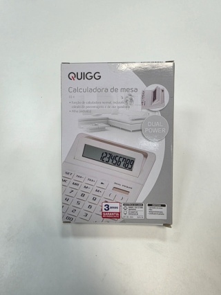 Quigg D2-4 - mały kalkulator biały z podwójnym zasilaniem Dual Power i wyświetlaczem LCD