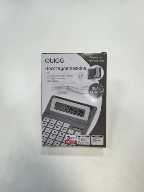 Quigg D2-4 - mały kalkulator szary z podwójnym zasilaniem Dual Power i wyświetlaczem LCD