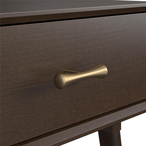 Stolik nocny drewniany z ładowarką bezprzewodową Qi i szufladą - orzech