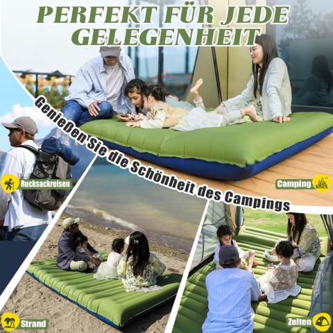 (UŻYWANY) Podwójna karimata kempingowa ultralekka - materac dmuchany 2-osobowy 196×145×12 cm