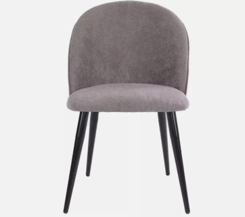 Zestaw 2 krzeseł do jadalni - szary sztruks, metalowa podstawa, wygodne i stylowe