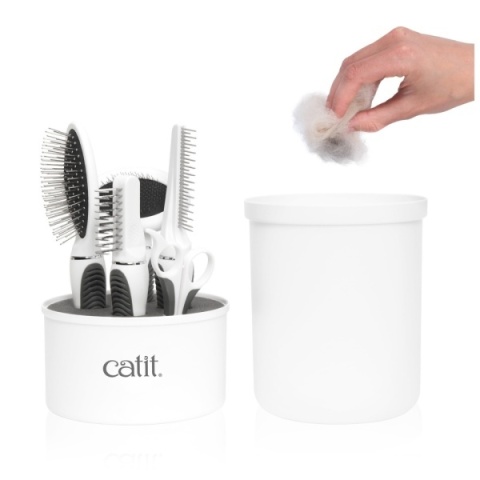 Zestaw pielęgnacyjny dla kotów długowłosych - biały, 3 elementy