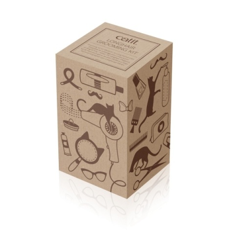 Zestaw pielęgnacyjny dla kotów długowłosych - biały, 3 elementy